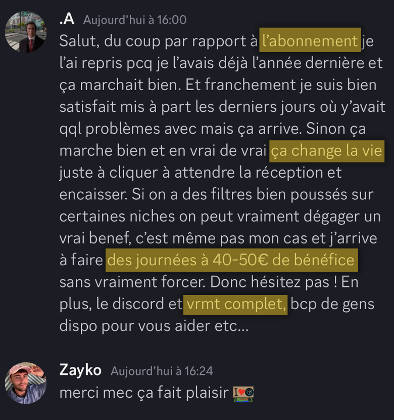 Témoignage écrit membre