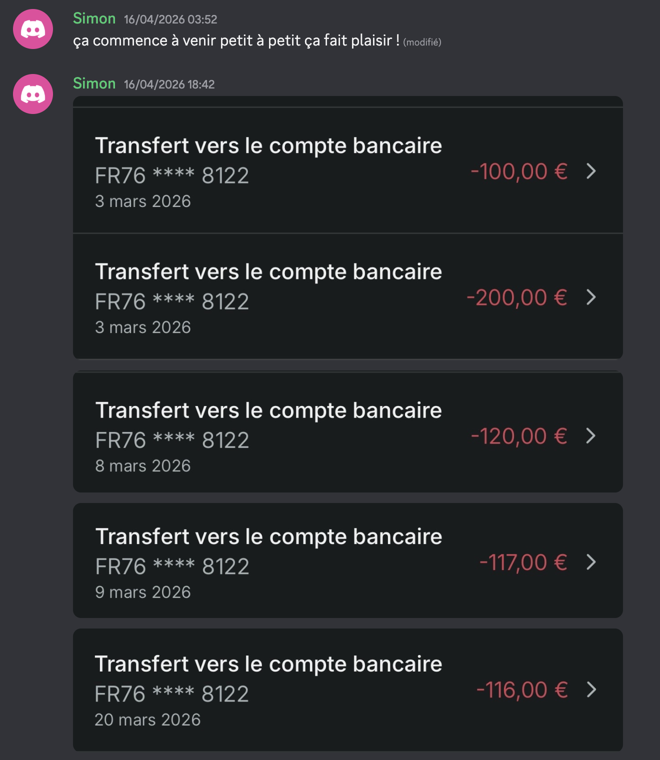 Résultat membre 5